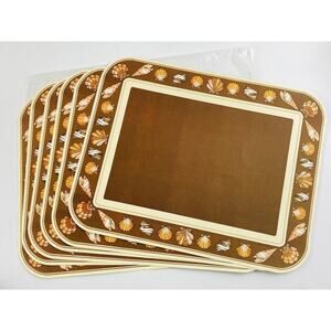 Vintage Hallmark 6 Paper Placemats Seashells Retro Beach Brown 11” X 14” Unused